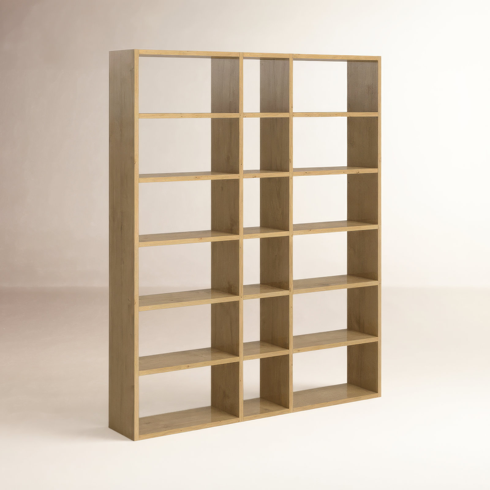 Araeya Wide Geometric Bookcase, Oak