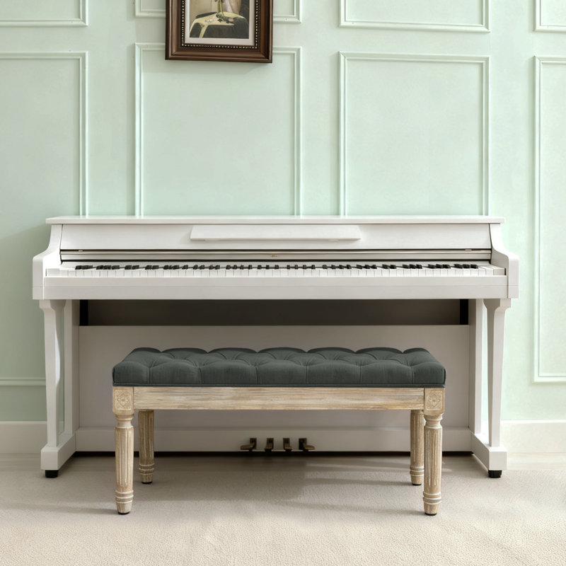 Boswick Linen Upholstered Bench, Dark Gray, 31.5" 