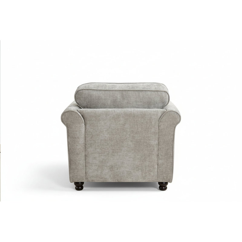 Baldemar Upholstered Chenille Armchair, Light Grey