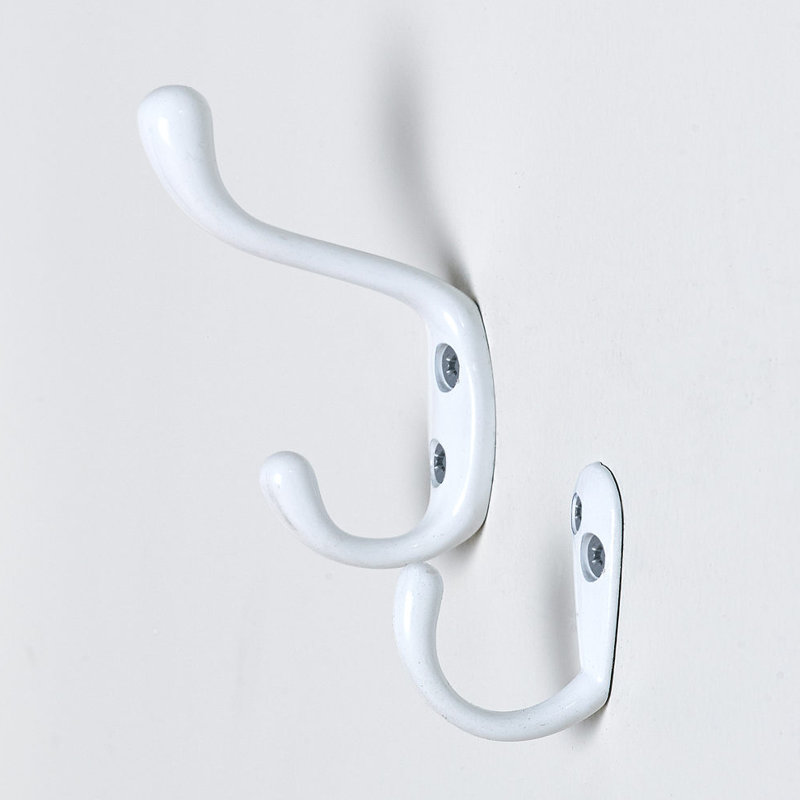 Utility Metal 6 Piece Wall Hook Set, White