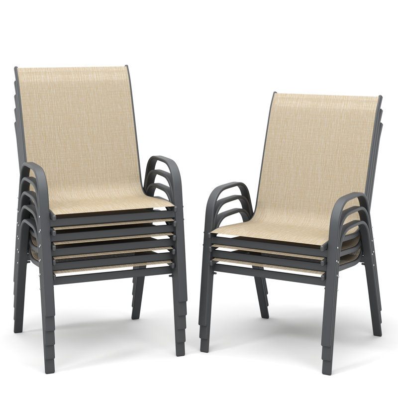 Fauteuils de salle à manger d'extérieur empilables et peu encombrants, Marron clair