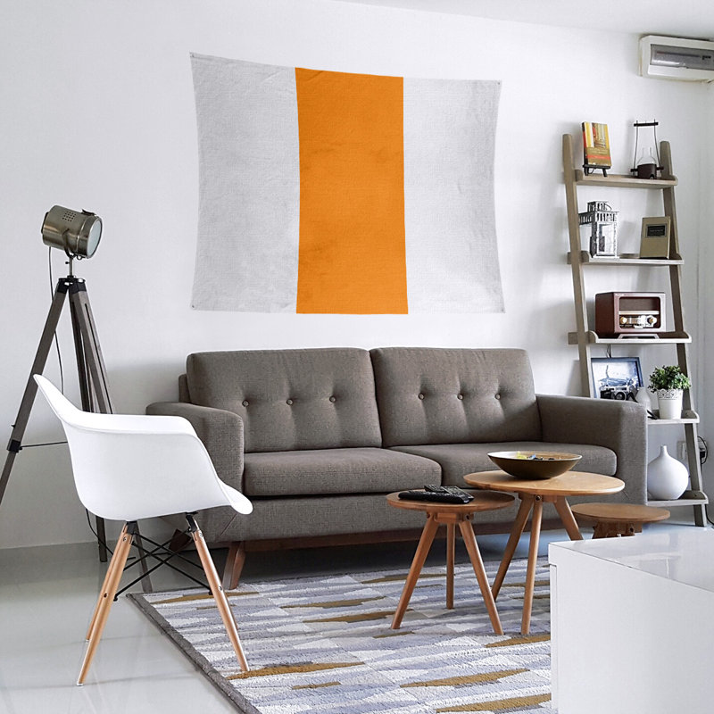 Tapisserie en polyester Tampa, H 51 po x l 60 po, Blanc / Orange