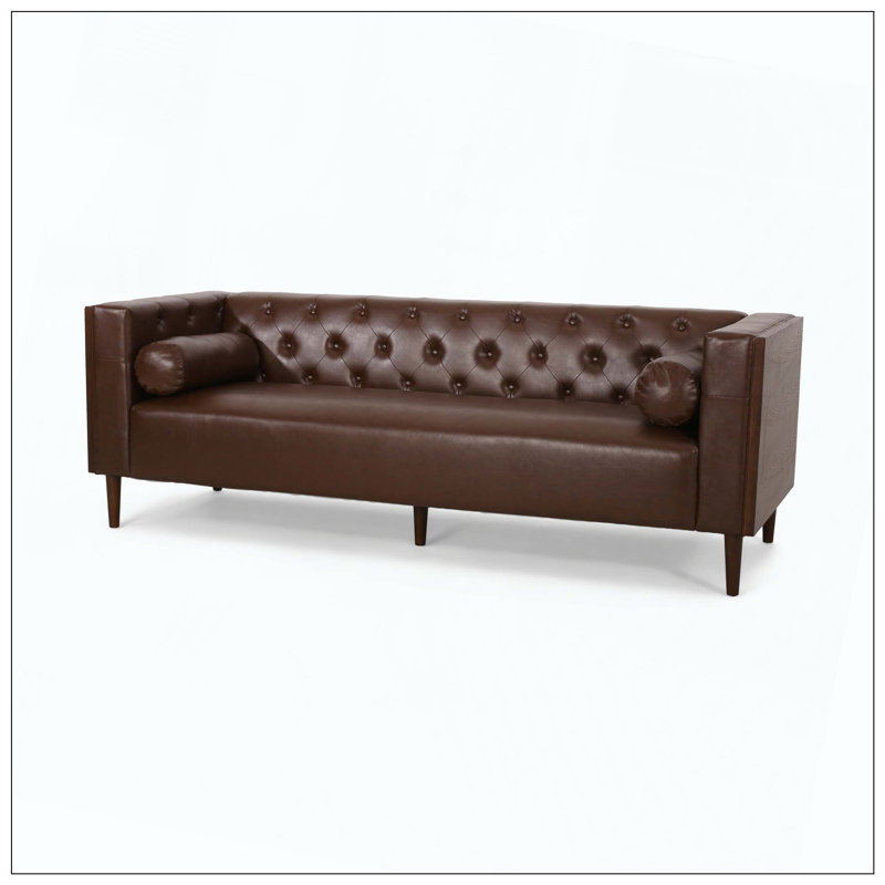 Canapé 3 places pratique avec des coussins confortables et une structure robuste, Marron foncé
