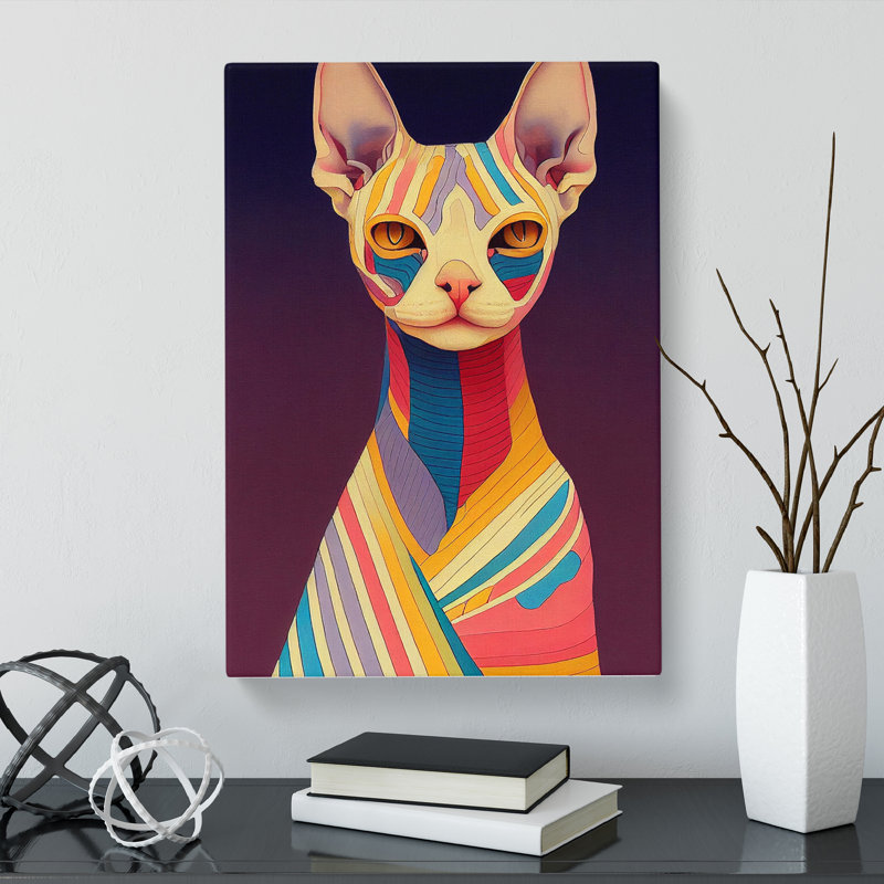 Sphynx Cat Scroll - Wrapped Canvas, 76cm H x 50cm W x 3cm D
