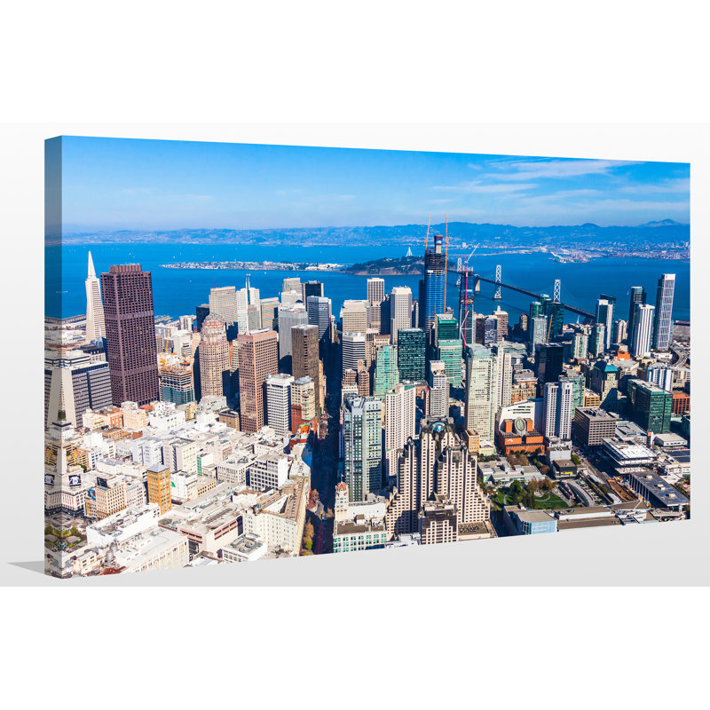 « satellite view of san francisco », reproduction de photo sur toile tendue, H 24 po x l 40 po x P 1 po