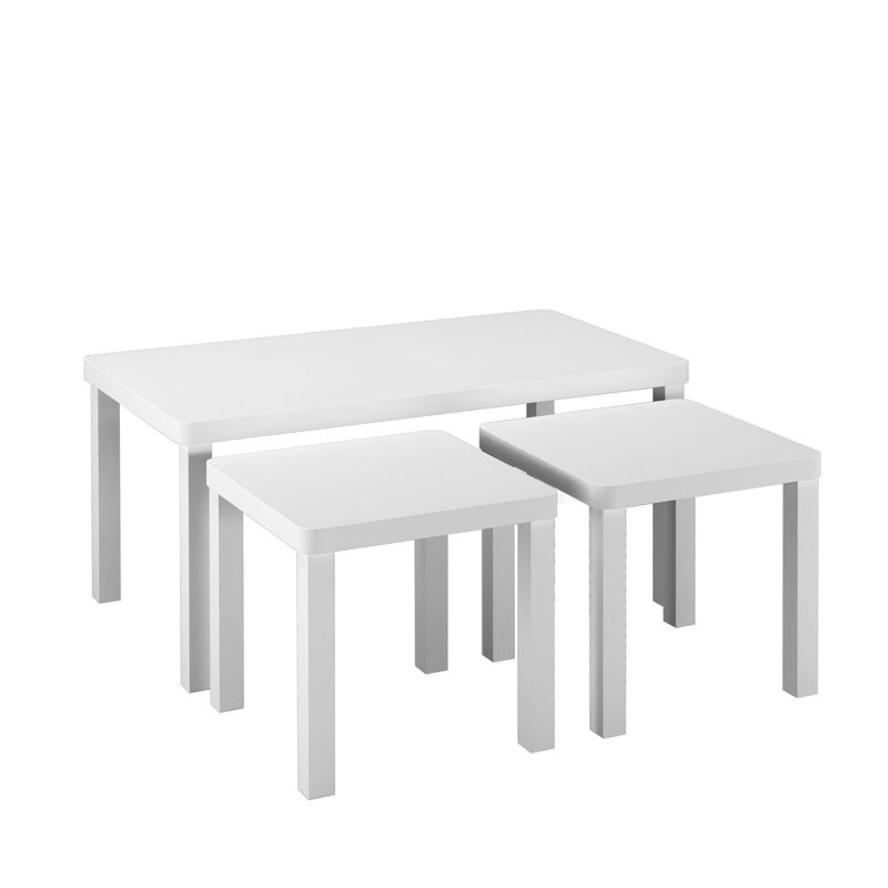 3 - Piece Living Room Table Set, White
