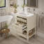 Meuble-lavabo de 20 po avec lavabo en céramique, armoire de rangement avec tablette ouverte, armoire de salle de bain rétro avec 2 tiroirs-269184624