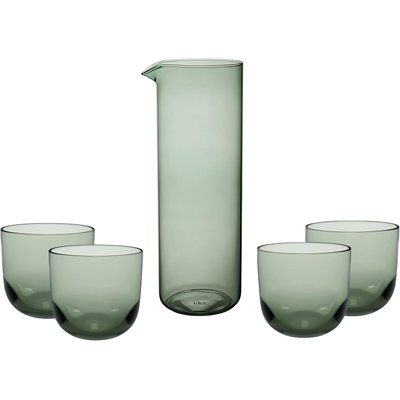 Ensemble de bar Villeroy & Boch Like Sage Collection, pichet, capacité 39,5 oz, et 4 verres, capacité 12,25 oz, verre borosilicaté, vert