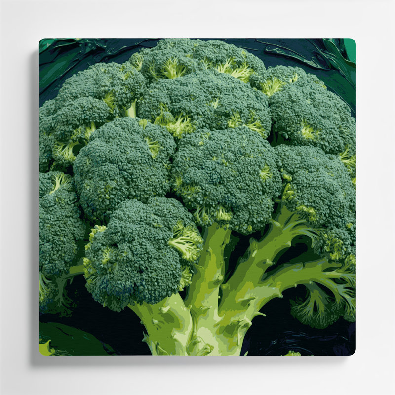 Art mural en métal vert légumes broccoli, H 32 po x l 32 po