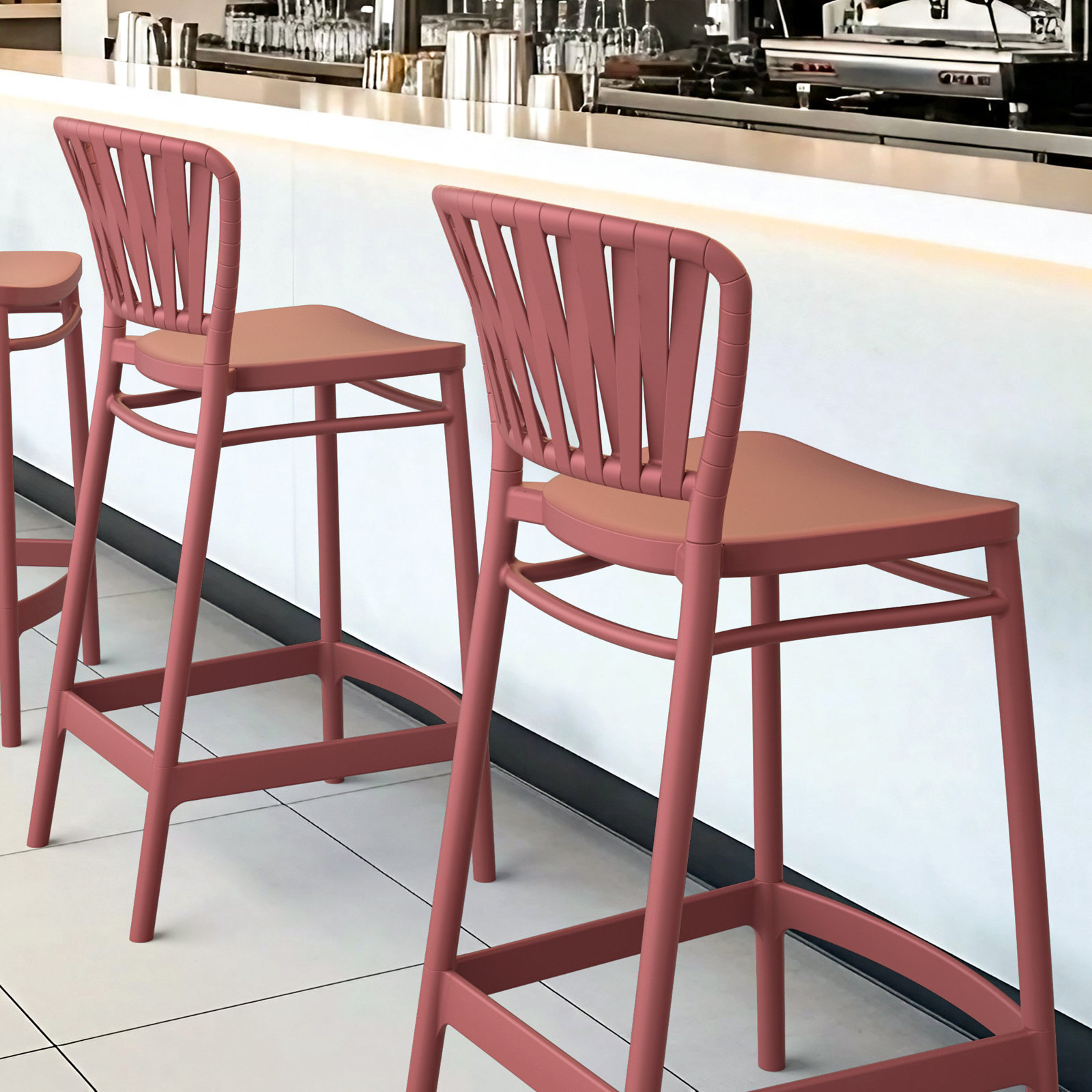 Newport Outdoor Barstool, Marsala, 25.6"