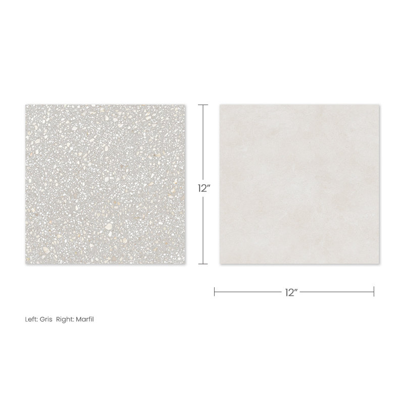 Lithos 12X12 Checkerboard Gris And Marfil, Gris/Marfil