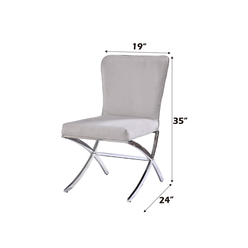 Chaise d'appoint en velours gris clair et finition chromée Daire (ensemble de 2) en métal l 24 po x P 19 po x H 35 po