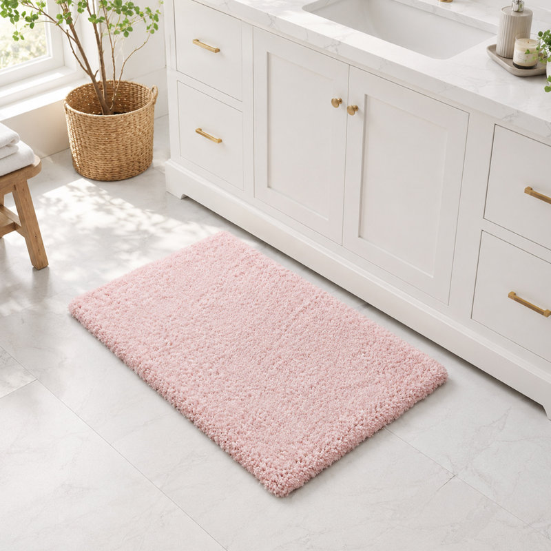 Plush Microfiber Bath Mat with Non Slip Backing