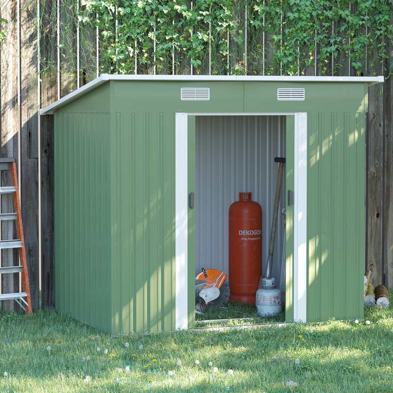 Abdulbaki 7ft. W x 4ft. D Metal Tongue & Groove Pent Garden Shed