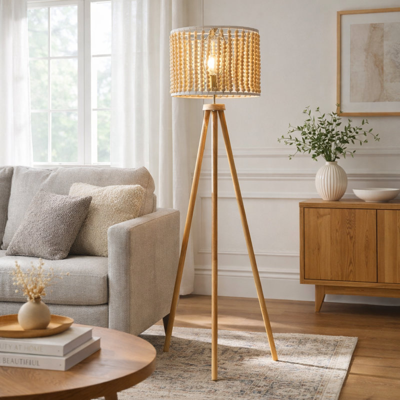Jacouri 60" NATURAL BEADED TRIPOD FLOOR LAMP