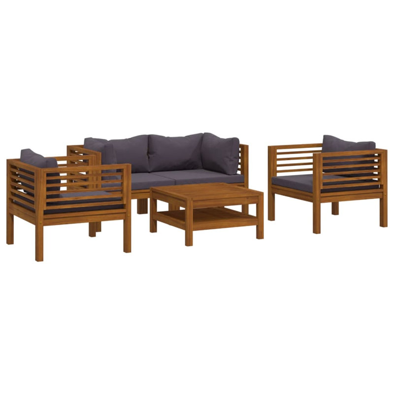 Ensemble de conversation modulaire 11 pièces Takena, Gris foncé, 2x Corner + 2x Armchair + Table