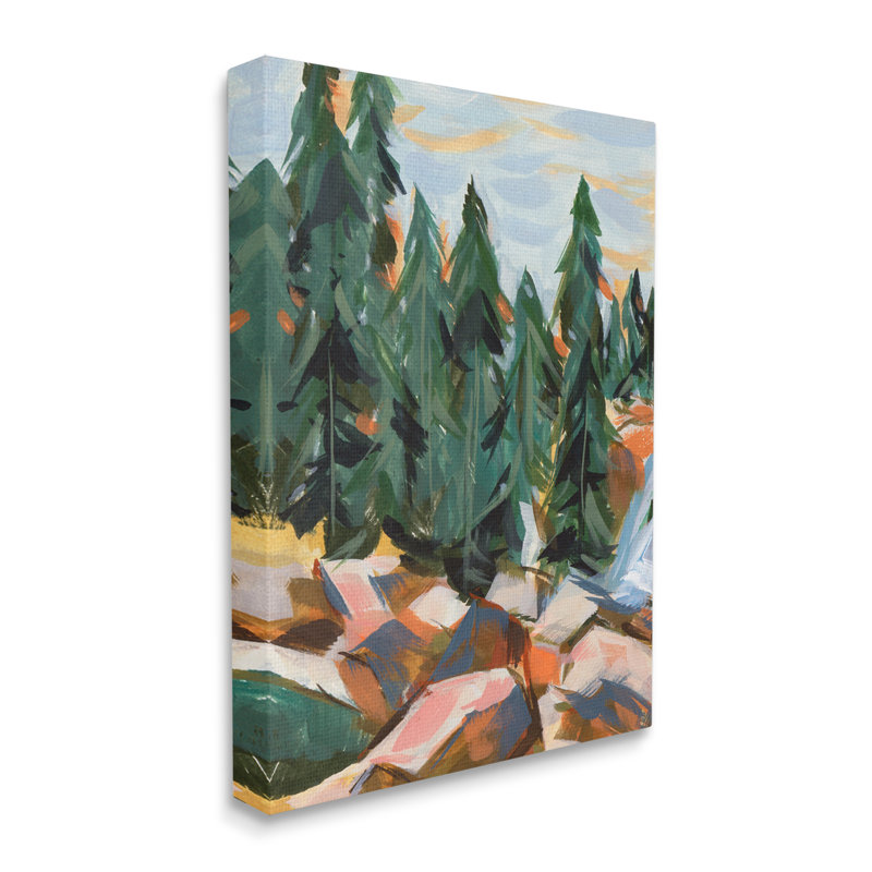 Abstrait, paysage d'arbre de forêt flottant, art mural par Melissa Wang, H 48 po x l 36 po x P 1,5 po, Toile tendue