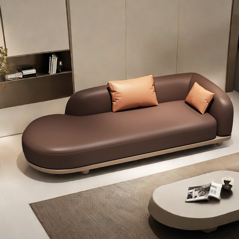 Chaise longue intérieure confortable: Chaise longue rembourrée avec cadre en bois massif, Accoudoir à droite (vu de face)