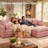 110'' Wide L-Shaped Living room sofa, Modular Sectional Sofa, 4 Seater Sofa Comfy Cloud Couch Chenille Upholstered Sofa with Ottoman,Pink-1296493149