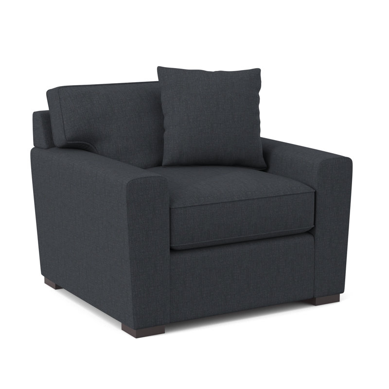 Fauteuil en polyester l 42 po Zinah, Chenille navale céleste