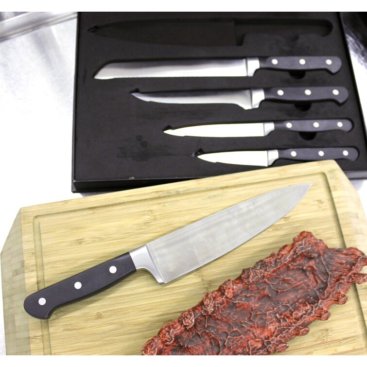 BergHOFF Straight 5 Piece Santoku Knife Set with Sharpener, Grey