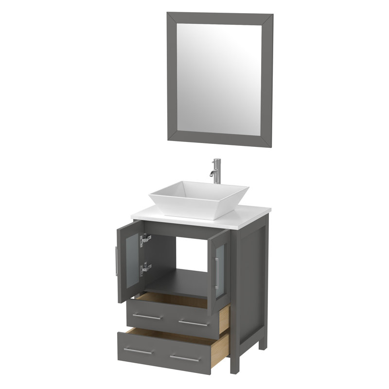  Ensemble de meuble-lavabo simple 24 "avec miroir, Gris
