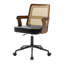 Fauteuil de bureau respirant à dossier en canne avec structure en noyer de style Mid-Century et base pivotante réglable-1567086277