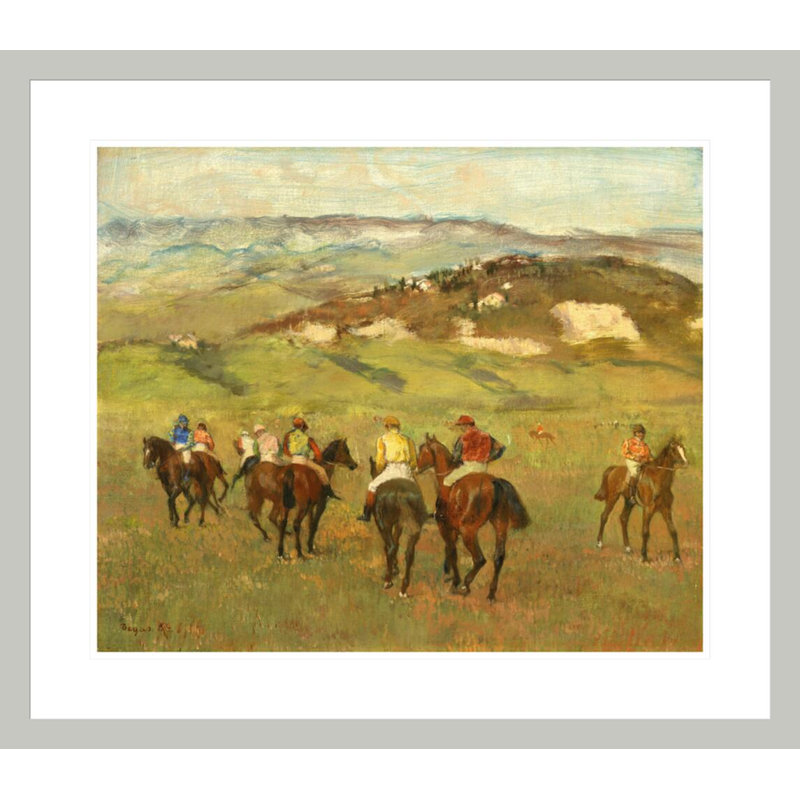 «Jockeys on Horseback avant Distant Hills» par Edgar Degas, impression giclée encadrée, H 23,5 po x l 26,88 po