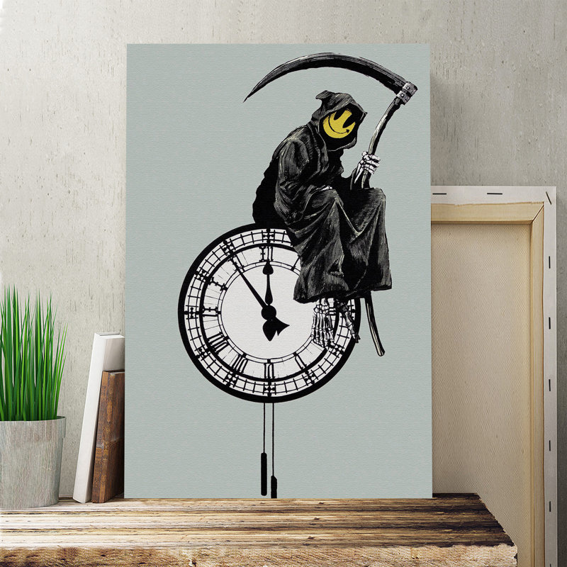 Grin Reaper Graffiti by - Wrapped Canvas, 76cm H x 50cm W