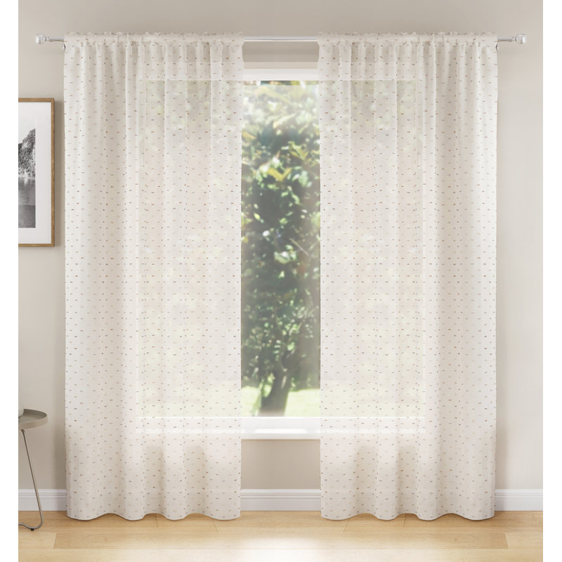 Sheer Curtain Pair, Natural, 140cm Width x 183cm Drop