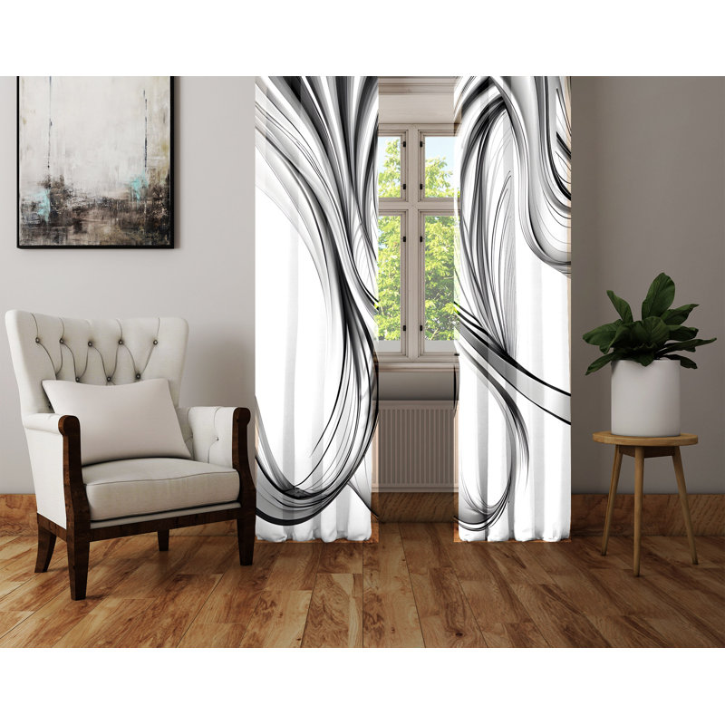 Paire de rideaux semi-transparents en polyester Bardh, L 20 po x L 52 po