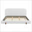 Structure de lit tapissier en tissu blanc avec pieds en bois massif-1360000126-1360000127