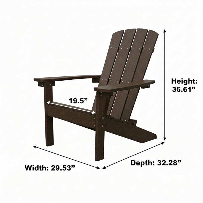 Chaise Adirondack en plastique composite résistante aux intempéries, espresso, Espresso