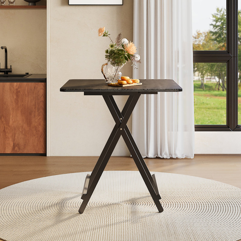 Syrina Metal Base Dining Table, 74cm H x 60cm L x 60cm W, Black