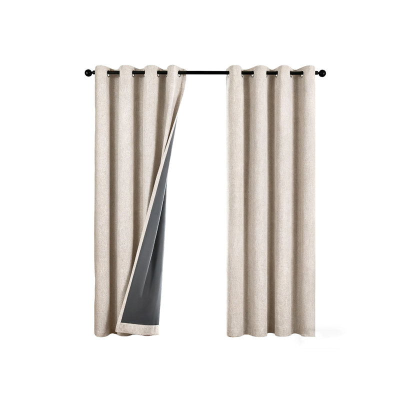 Blackout Curtain Panel Pair, 116.8cm Width x 182.9cm Drop, Beige