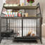 Grande cage en fer pour animaux de compagnie - avec roulettes et pratique, beige / noir, 49,89 po H, 23,58 l, 35,9 po avec roues-192914297-192914296