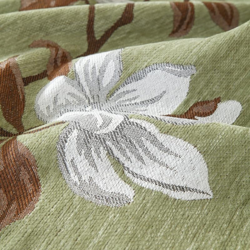 Cotton Box Cushion Sofa Slipcover, Green/Brown/White Floral
