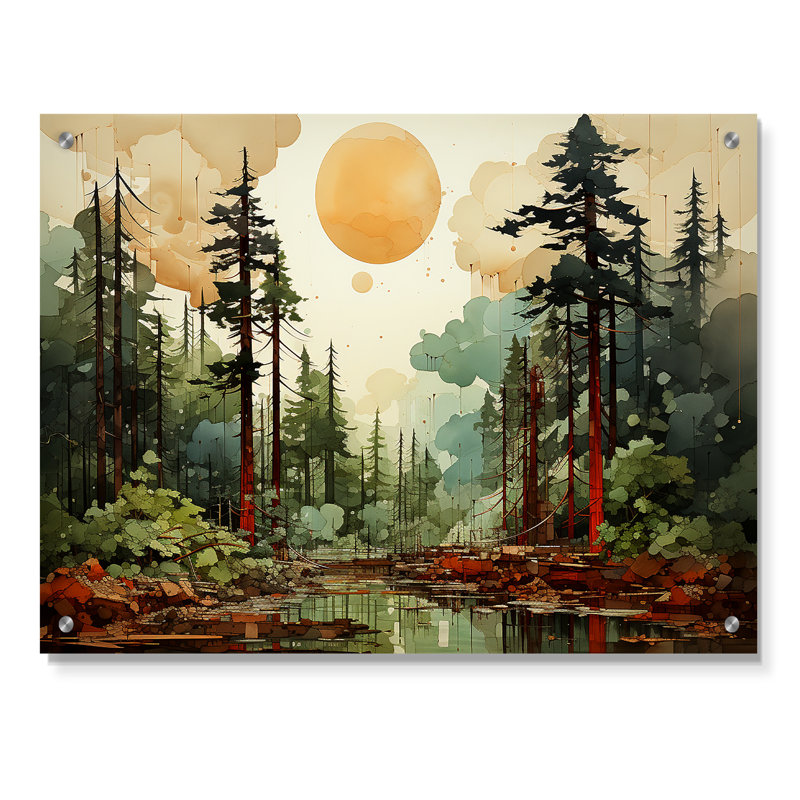 «Redwood Tree Natures Forest III» - Décoration murale en acrylique arbre séquoia, H 24 po x l 32 po