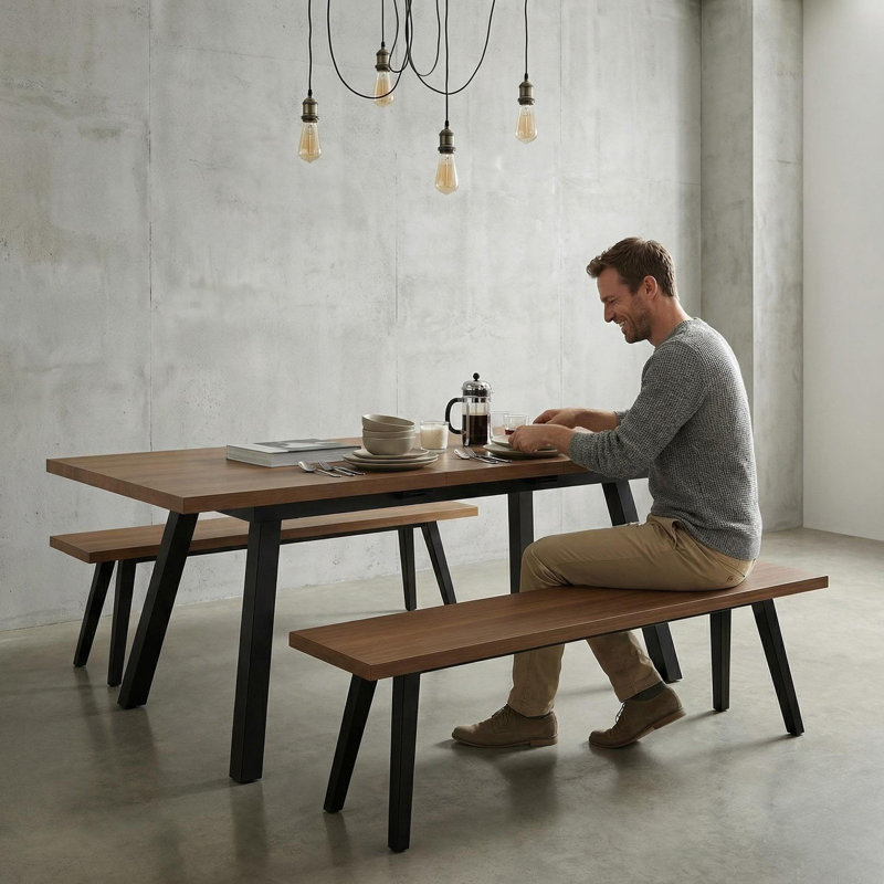Dining Set, Extendable Table + 2 Bench