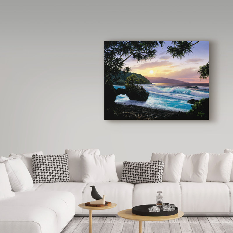 Fikes «Sunset Coast 3», reproduction de peinture à l'huile sur toile tendue, H 35 po x l 47 po