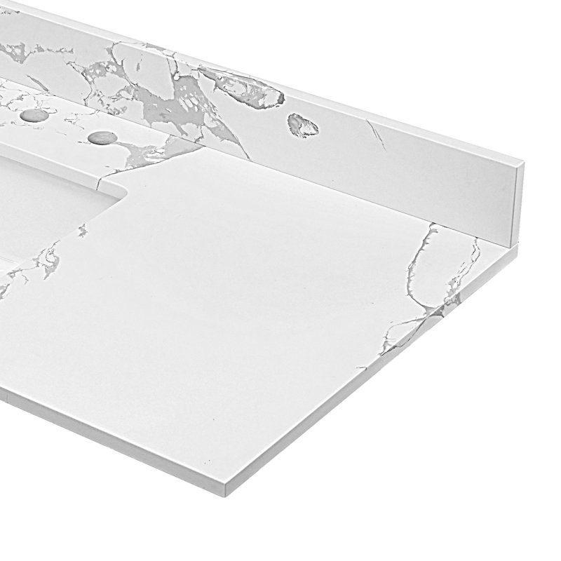 Comptoir de meuble-lavabo en pierre de quartz l 61 po avec évier encastré rectangulaire et dosseret de 4 po