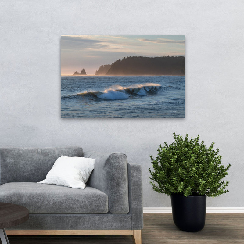 Plage du Rialto, vagues, bord de mer, bleu, gris, blanc, parc national olympique, péninsule olympique, H 48 po x l 32 po