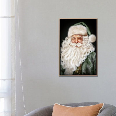 Père Noël vert - reproduction d'art murale - toile encadrée