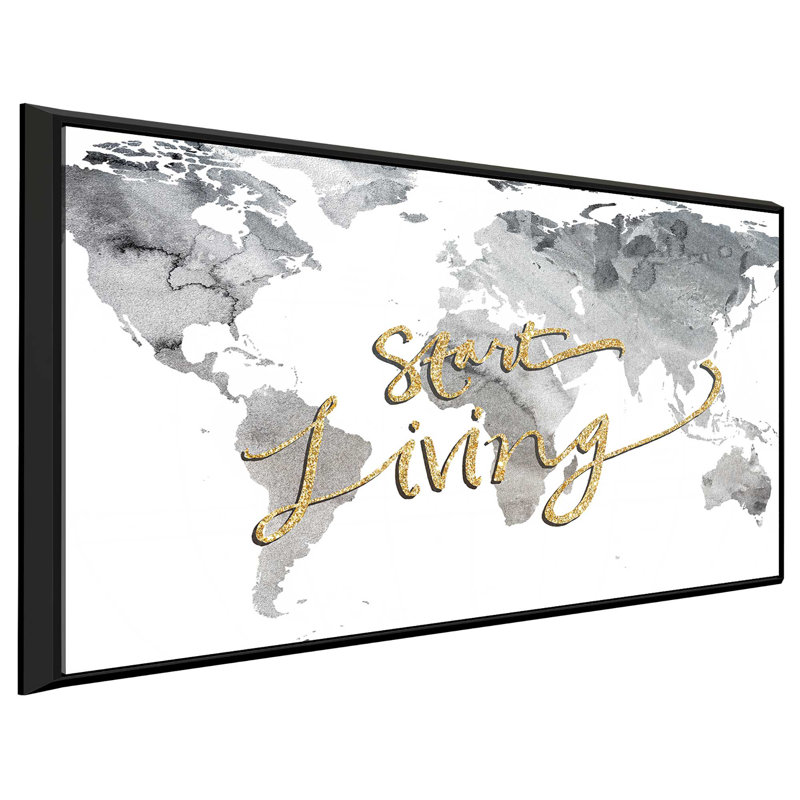 «Start Living», reproduction de peinture acrylique, H 21,5 po x l 33,5 po x P 2 po, Cadre flottant noir