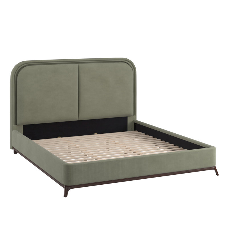 Lit plateforme tapissier Savannah, Green, Très grand