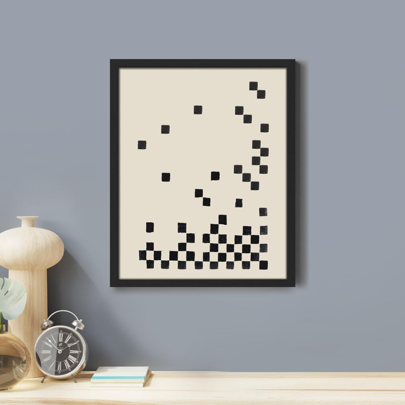 «Abstract Disinégration Black and White Design» sur papier, H 16 po x l 12 po, Noir