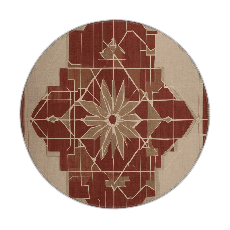 Abstract Pulse Indoor And Outdoor Area Rug, Round 5'