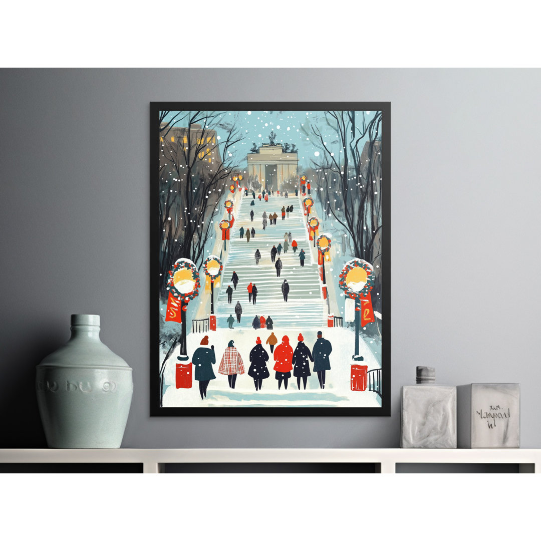New York Christmas Black Framed Poster