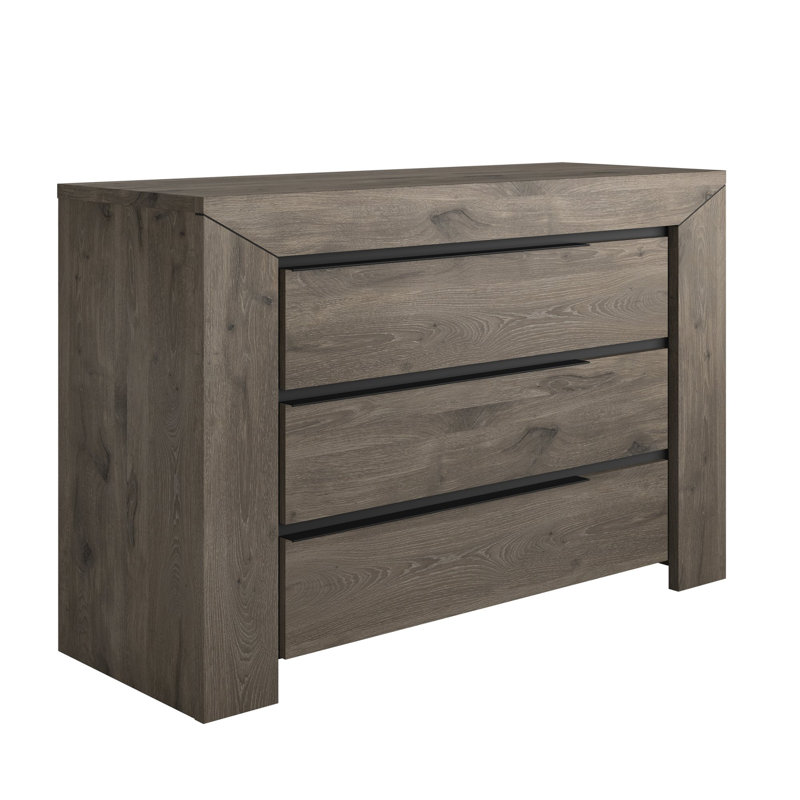 Safira 123cm W 3 - Drawer Chest of Drawers, Viking Brown Oak
