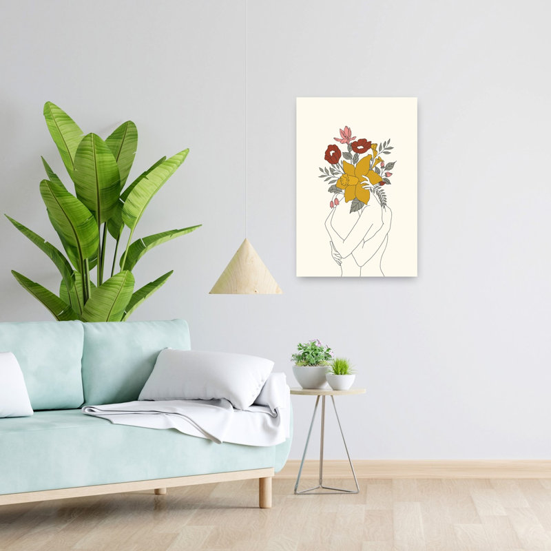 Art floral abstrait, nature et amour, H 24 po x l 16 po